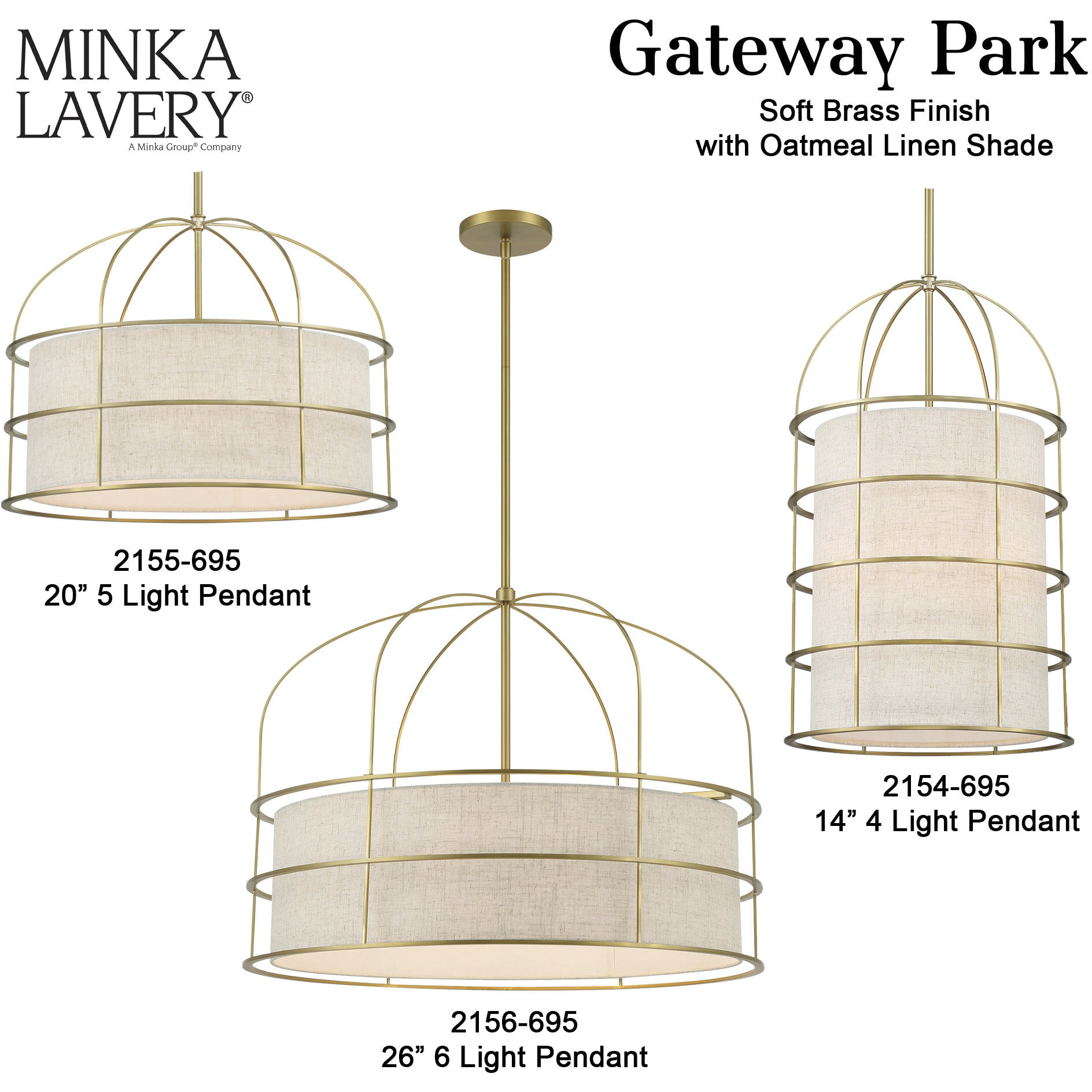 Gateway Park 5 Light 20 inch Soft Brass Convertible Pendant / Semi Flush Ceiling Light